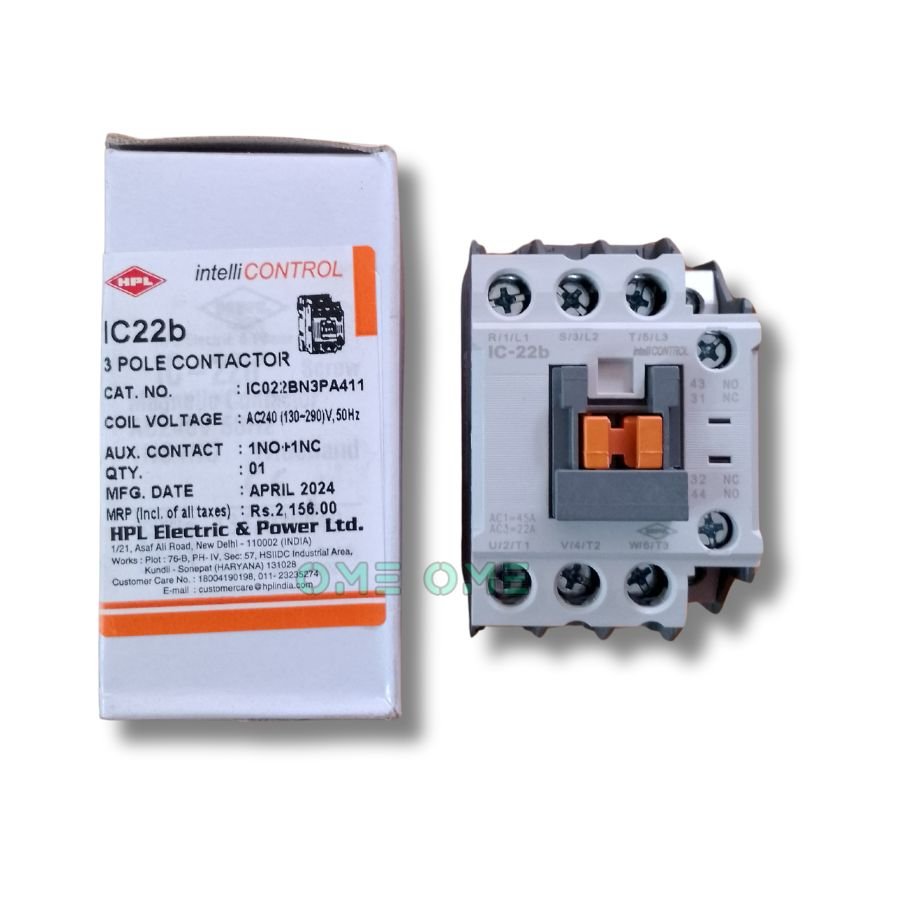 HPL_Brand_22A_3_Pole_220V_Power_Contactor_With_1NO_+1NC_Side_Add_On_Side_Block