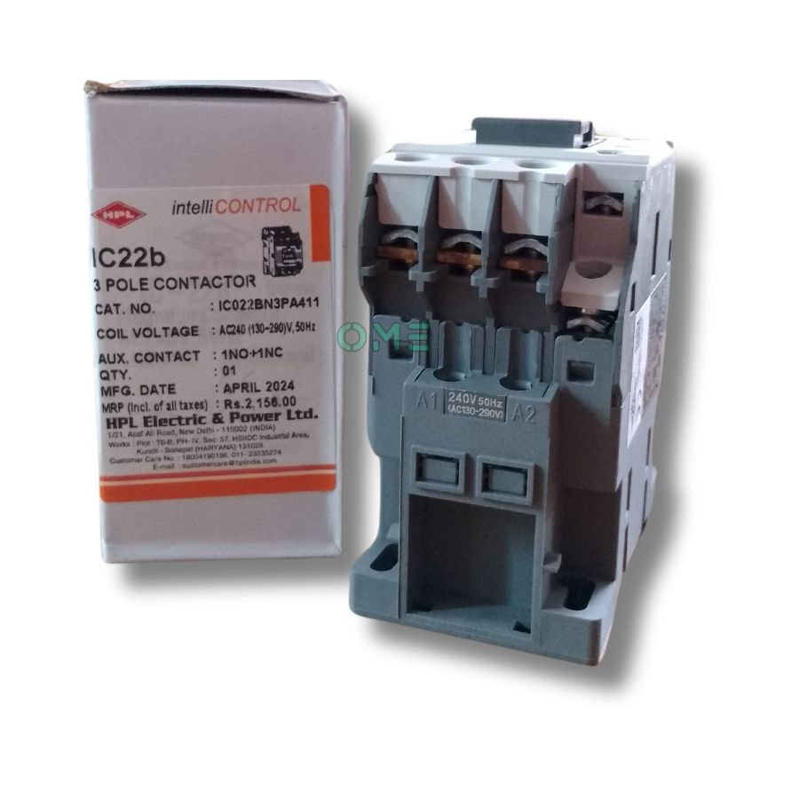 HPL_Brand_22A_3_Pole_220V_Power_Contactor_With_1NO_+1NC_Side_Add_On_Side_Block_backside_view