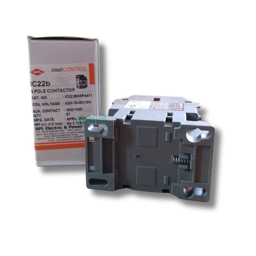 HPL_Brand_22A_3_Pole_220V_Power_Contactor_With_1NO_+1NC_Side_Add_On_Side_Block_backside_with_box