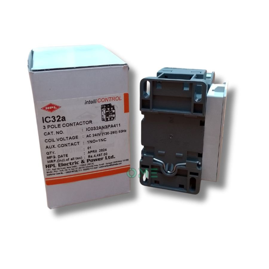 HPL_Brand_32A_3_Pole_220V_Power_Contactor_With_1NO_+1NC_Side_Add_On_Side_Block_backside_view_leftside